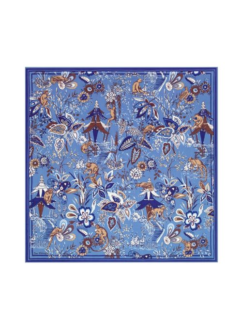 sciarpa donna 130x130 fantasia pagode blu